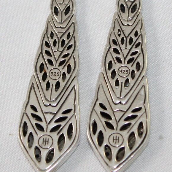 John Hardy Sterling Silver 925 Black Sapphire Dangle Earrings - Picture 6 of 6